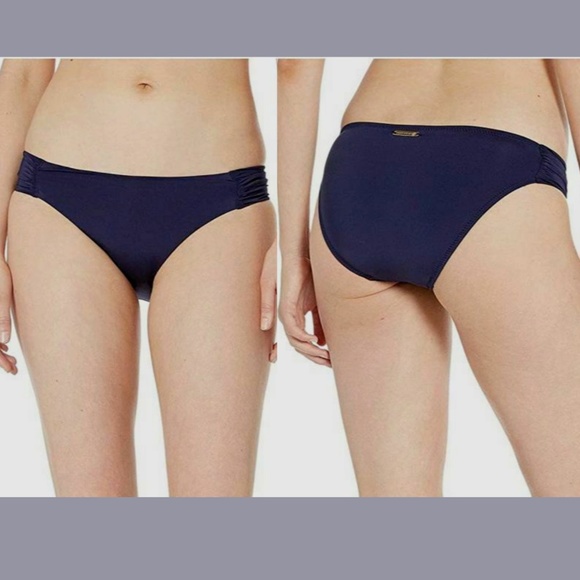 NEW Trina Turk Studio Solids Shirred Tab Side Bikini Bottoms Blue‎ [SZ 4 ] - Picture 1 of 12